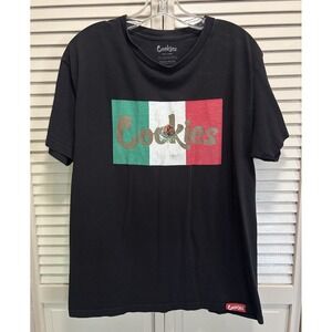 Cookies Graphic Logo T-shirt Size Large Short Sleeve Crew Flag Casual